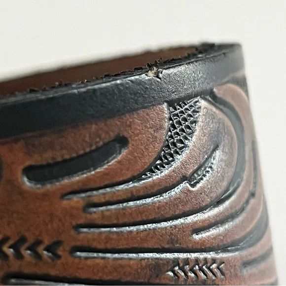 Tooled Leather Belt Brown Western Cowgirl Cowboy Size 32 - Picture 5 of 8